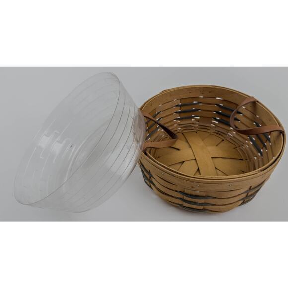 Longaberger 1998 Hostess Basket w/ Protector Green Accent Handwoven USA Vintage - Picture 6 of 6